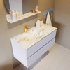 MONDIAZ VICA-DLUX Ensemble meuble de salle de bains - 100cm - meuble bas cale - 2 tiroirs - lavabo encastré cloud gauche - 1 trou de robinet - version haute 60cm - glace SW1088294