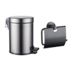 Fortifura Calvi toilet accessoireset - toiletrolhouder - met klep - pedaalemmer - 5 liter - gunmetal geborsteld (antraciet) SW1441968