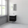 Bruynzeel Pinto badmeubelset 65.3x60x46cm 1 kraangat 1 wasbak 2 lades met spiegel met softclose composite zwart eiken SW384749 Bruynzeel Pinto badmeubelset 65.3x60x46cm 1 kraangat 1 wasbak 2 lades met spiegel met softclose composite zwart eiken SW384749