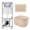 QeramiQ Dely Swirl Toiletset - 36.3x51.7cm - Geberit UP320 inbouwreservoir - met Burda frame - slimzitting - bedieningsplaat beige - rechthoekige knoppen - mat beige SW1164847