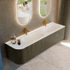 Mondiaz KURVE-DLUX Ensemble meuble de salle de bains - 175x46x40cm - 2 tiroirs - 1 porte - vasque solid surface - double / droite - 2 trous de robinet - Shadow SW1414211