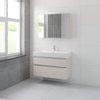 Bruynzeel Pinto badmeubelset 65.3x100x46cm 2 kraangaten 1 wasbak 2 lades met spiegelkast met softclose composite kasjmier grijs SW384855 Bruynzeel Pinto badmeubelset 65.3x100x46cm 2 kraangaten 1 wasbak 2 lades met spiegelkast met softclose composite kasjmier grijs SW384855