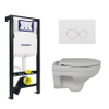 Plieger Basic Toiletset Rimfree - réservoir encastré UP320 - WC suspendu - sans rebord - abattant - softclose - plaque de commande blanche - boutons ronds - blanc SW1222515