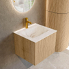 MONDIAZ KURVE-DLUX 50cm Meuble salle de bain - couleur Oak - 1 tiroir - vasque GRUNNE centre - 1 trou de robinet - couleur Frappe SW1137326