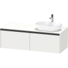 Duravit ketho 2 meuble sous lavabo avec plaque console avec 2 tiroirs pour lavabo à droite 140x55x45.9cm avec poignées blanc anthracite mat SW772286