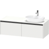 Duravit Ketho.2 Wastafelonderbouwkast - inclusief consoleplaat - met 2 laden - voor waskom rechts - 140x55x45.9cm - met handgrepen antraciet - wit mat SW772286