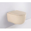 QeramiQ Dely Swirl hangtoilet – spoelrandloos – diepte 53 cm – met 35 mm softclose zitting – mat beige SW1026262