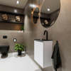 MONDIAZ TURE Fonteinset - 40x23x50cm - 1 kraangat - 1 deur - talc mat - Wasbak links - Solid Surface Zwart SW475232