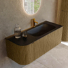 Mondiaz KURVE Ensemble de meuble salle de bain - 115x46x40cm - 1 tiroir - 1 porte - lavabo en solid surface - droite - 1 trou de robinet - Dusk SW1415110