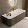 Mondiaz KURVE-DLUX Ensemble meuble de salle de bains - 115x46x40cm - 1 tiroir - 1 porte - lavabo solid surface - droit - 1 trou de robinet - Shadow SW1414457