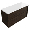 Saniclass Holz Frame Badkamermeubelset - 120x45x62.5cm - Torino solid surface topblad wit - zonder kraangat - 2 lades - mat eiken charcoal (hout) SW1580119