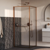 BRAUER Luminis Douchecabine - 90x90x200cm - 2-delig naar binnen draaiend - helder glas - omkeerbaar - incl. glascoating - geborsteld koper PVD SW1580859