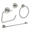 Grohe Essentials Accessoireset 4-delig - handdoekring - handdoekhouder - handdoekhaak - toiletrolhouder zonder klep - Supersteel (RVS) SW529111