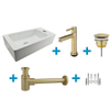 FugaFlow Eccelente Sobrado Ensemble lave-mains de salle de bains - droit - 1 trou de robinet - robinet de lavabo en laiton brossé - blanc SW1124030