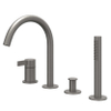 IVY Pact Combinaison pour rebord de baignoire - 4 voies - mitigeur - bec pivotant - douchette extractible - Metal black brossé PVD SW1031186