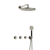 Hotbath Cobber IBS70 Ensemble de douche de tête encastré - bras mural 38,5 cm - douche de tête ronde 30 cm - douchette 3 jets - nickel brossé SW677983