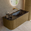 Mondiaz KURVE-DLUX Ensemble meuble de salle de bains - 105x46x40cm - 1 tiroir - 1 porte - lavabo solid surface - droit - sans trou de robinet - Dusk SW1415248