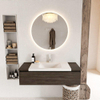 Mondiaz BUKLA Ensemble de meuble - 120x45x34cm - 1 trou de robinet - lavabo centré - solid surface - Talc - sans poignée - 1 tiroir - Mélamine - Marron foncé SW704859