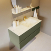 Mondiaz VICA-DLUX Ensemble de meuble de salle de bain - 100cm - meuble sous-vasque armée - 2 tiroirs - lavabo encastré nuage droite - 1 trou de robinet - version haute 60cm - opalo SW1086446