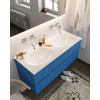 Mondiaz VICA ensemble de meuble de salle de bain - 120cm - meuble sous-vasque jeans - 2 tiroirs - lavabo moon double - sans trou de robinet - miroir LED - version XL 60cm de haut SW1098182