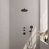 BRAUER Stripe Douche de tête thermostatique encastrée - SET 05 - pomme de douche 25cm - bras mural courbé - douchette 3 positions - flexible de douche - coude mural - noir mat SW1435137