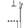 Hotbath Cobber IBS70 Regendoucheset - inbouw - 15cm plafondarm - 20cm ronde hoofddouche - 3 standen handdouche - glijstang - mat/glans verouderd ijzer (zwart) SW677631