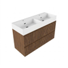 Saniclass Holz Atelier Badkamermeubelset - 120x45x72cm - Legend keramische wastafel mat wit - 2 wasbakken - 2 kraangaten - 2 lades - mat walnut pure (hout) SW1579623