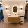 Mondiaz CIRO-DLUX Badkamermeubelset - 120x45x50cm - Solid surface wastafel Glace - 1 wasbak Rechts - zonder kraangaten - 2 lades - Oak SW1530859