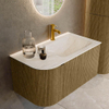 Mondiaz KURVE-DLUX Ensemble de meuble de salle de bains - 85x46x40cm - 1 tiroir - 1 porte - vasque solid surface - droite - 1 trou de robinet - Dusk SW1414992