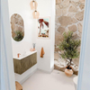 Mondiaz JOYA 81.6cm toiletmeubel - ronding rechts kleur Dusk - Wastafel FAYE positie Links 1 kraangat kleur Talc. SW1421628
