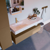 Mondiaz ALAN-DLUX Ensemble de meuble - 130cm - meuble Oro mat - 1 tiroir - Lavabo Cloud Ostra suspendu - vasque Gauche - 1 trou de robinet SW807615