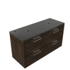 Saniclass Holz Pure Badkamermeubelset - 120x45x63cm - Noche basalten wastafelblad gepolijst (zwart) - 2 kraangaten - 4 lades - mat eiken charcoal (hout) SW1478585