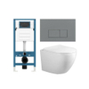 FugaFlow Eccelente Press Toiletset - 48.5x36x32cm - diepspoel - spoelrandloos - inbouwreservoir - softclose - quickrelease - toiletzitting - licht grijze kunststof bedieningsplaat - rechthoekige knoppen - wit SW1474801