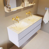 Mondiaz VICA-DLUX ensemble de meuble de salle de bain - 130cm - meuble sous-vasque cale - 2 tiroirs - lavabo encastré cloud double - sans trous de robinet - version haute de 60cm - ostra SW1087485