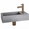 Fortifura Fuente fonteinset - 40x22x8cm - kraangat rechts - met kraan koper - beton (grijs) SW1111535