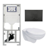 Adema Classico toiletset bestaande uit inbouwreservoir en toiletpot basic toiletzitting en bedieningsplaat - zwart (wit) SW794519