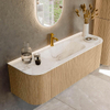 MONDIAZ KURVE-DLUX 140cm Meuble salle de bain avec module 25 G et D - couleur Oak - 1 tiroir - 2 portes - vasque BIG SMALL centre - 1 trou de robinet - couleur Frappe SW1137353