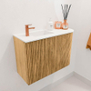 Mondiaz JOYA 61.6cm toiletmeubel - ronding rechts kleur Oak - Wastafel FAYE positie Links 1 kraangat kleur Talc. SW1421127
