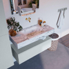 Mondiaz ALAN-DLUX Ensemble de meuble - 100cm - meuble Clay mat - 1 tiroir - Lavabo Cloud Glace suspendu - vasque Centre - 0 trous de robinet SW806146