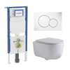 QeramiQ Dely Swirl Toiletset - 36.5x53cm - Geberit UP720 Duofix Sigma inbouwreservoir - slim zitting - witte sigma bedieningsplaat - ronde knoppen - glans wit SW1413979