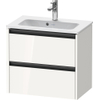 Duravit Ketho.2 Wastafelonderbouwkast - met 2 laden - 61x39x54.9cm - met grepen antraciet - hoogglans wit SW772930