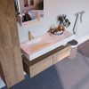 MONDIAZ ALAN - DLUX Badkamermeubelset - 120cm - onderkast - Washed Oak - 2 lades - vrijhangende wastafel - wasbak links - 1 kraangat - Ostra SW808968