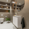 MONDIAZ TURE Fonteinset - 60x23x50cm - 0 kraangaten - 2 deuren - linen mat - Wasbak rechts - Solid Surface Wit SW475082