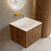 MONDIAZ KURVE-DLUX 50cm Meuble salle de bain - couleur Walnut - 1 tiroir - vasque GRUNNE centre - sans trou de robinet - couleur Frappe SW1137446