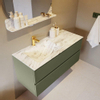 Mondiaz VICA-DLUX ensemble de meuble de salle de bain - 110cm - meuble sous-vasque armée - 2 tiroirs - lavabo encastré nuage gauche - 1 trou de robinet - version haute de 60cm - glace SW1088087