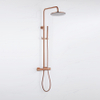 Fortifura Calvi Regendoucheset - thermostatisch - 25cm - hoofddouche - metalen slang - staaf handdouche - PVD - geborsteld koper SW1204400