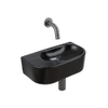 QeramiQ Fuente Ensemble de Lavabo - 40x21.5x12cm - lisse - demi-rond - céramique - ensemble de robinet gunmetal - bouchon de vidange - siphon abaissé - noir mat SW1233116