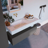 Mondiaz ALAN-DLUX Ensemble de meuble - 110cm - meuble Dark grey mat - 1 tiroir - Lavabo Cloud Opalo suspendu - vasque Gauche - 0 trous de robinet SW806423