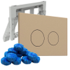FugaFlow Eccelente Plaque de commande Press avec support pour blocs WC - pour réservoir encastré Geberit UP320 - double chasse - boutons ronds - plastique - incluant 12 blocs WC - taupe SW1469346