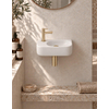 QeramiQ Fuente pack lave-mains – 40 x 21,5 x 12 cm – céramique blanc mat – perçage à gauche – robinet doré brossé SW1232819